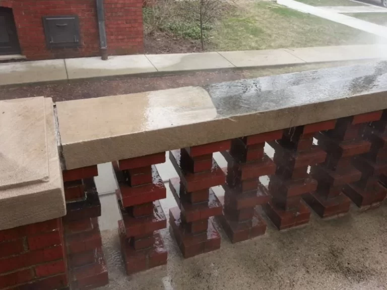 concrete brick fence after cleaning